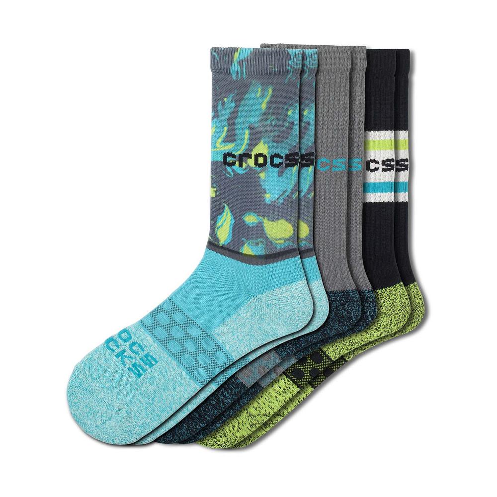 Crocs Adult Crew Seasonal Marble 3 Pack Renkli | UXTNZK382