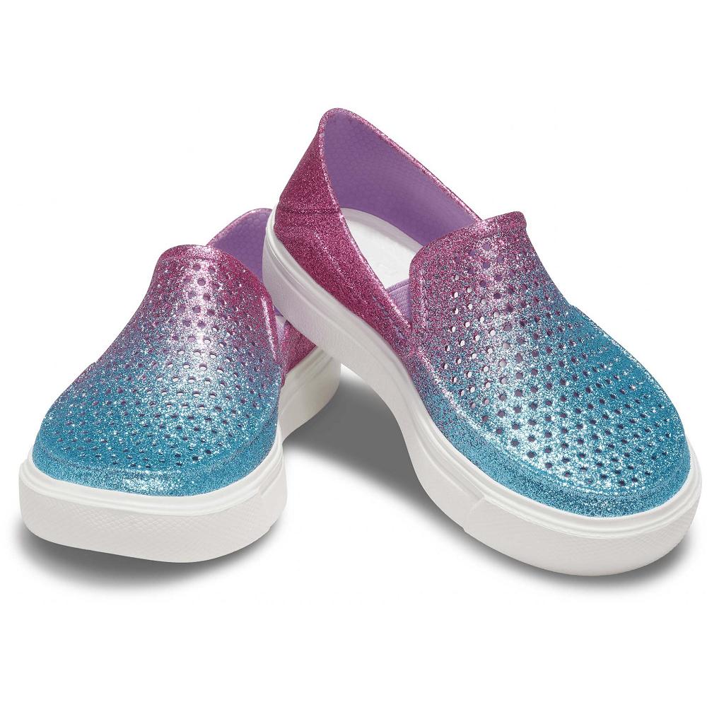 Crocs CitiLane Roka Glitter SlipTürkiye -On Açık Turkuaz Pembe | PEBAGL568