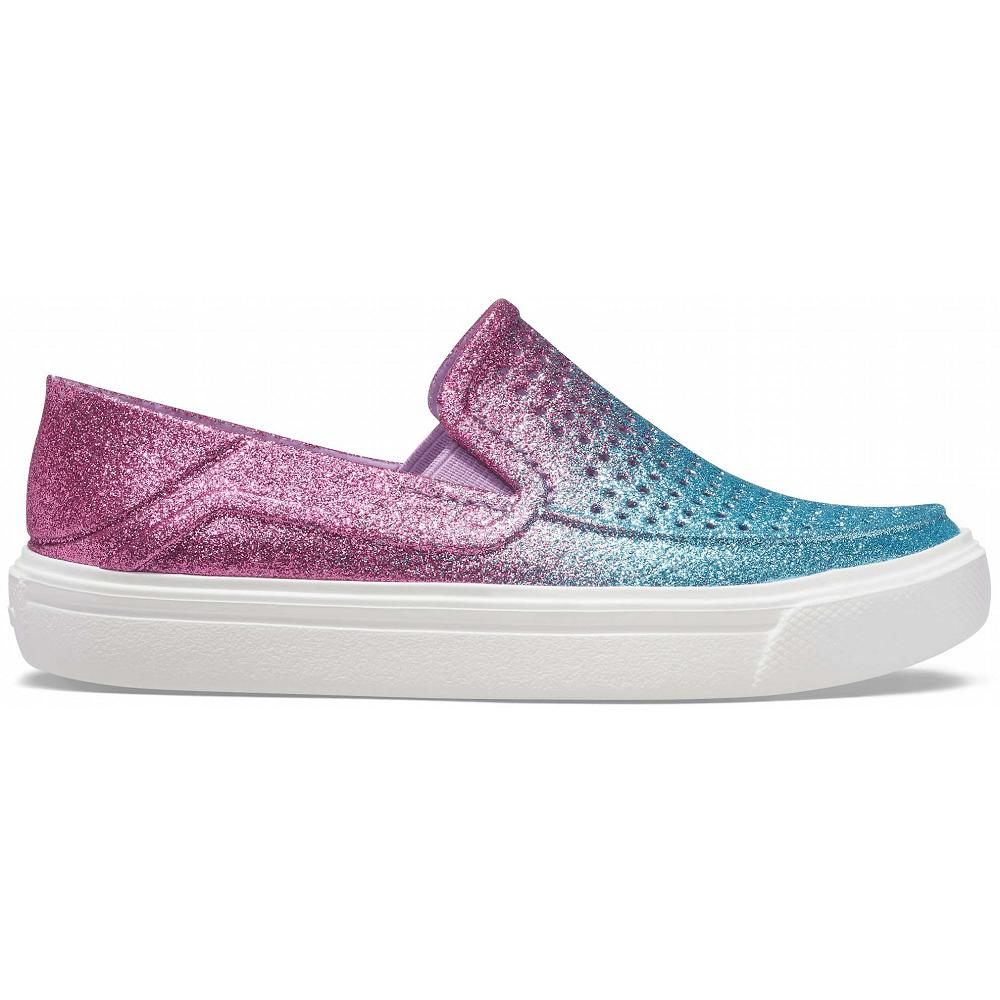 Crocs CitiLane Roka Glitter SlipTürkiye -On Açık Turkuaz Pembe | PEBAGL568