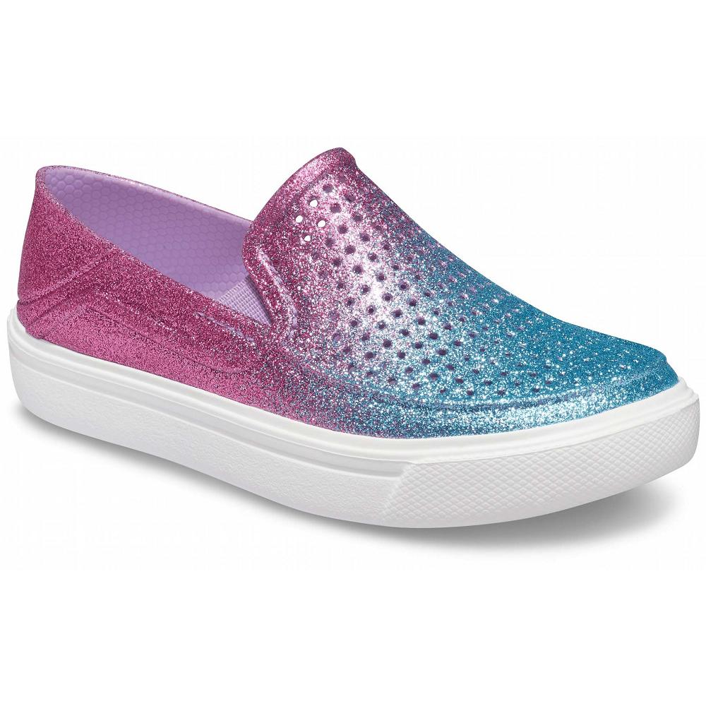 Crocs CitiLane Roka Glitter SlipTürkiye -On Açık Turkuaz Pembe | PEBAGL568