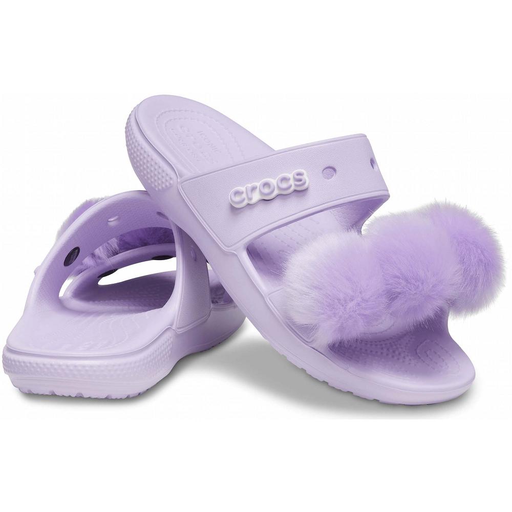 Crocs Classic Fur Sure Mor | QEFDOJ542