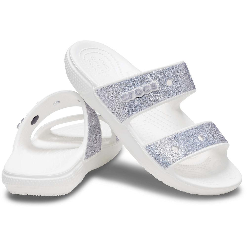 Crocs Classic Glitter Gümüş Beyaz | ZVJAUT234