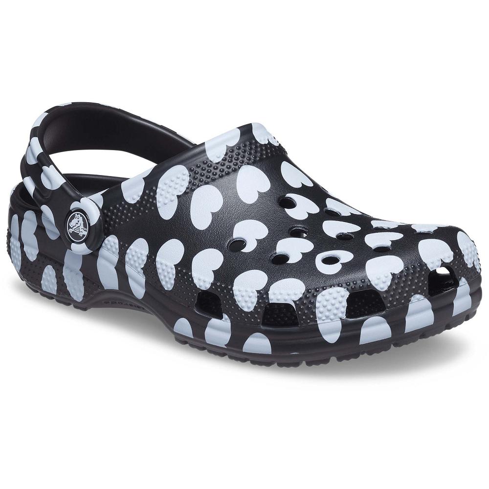 Crocs Classic Heart Print Beyaz Siyah | ZAQGDV765