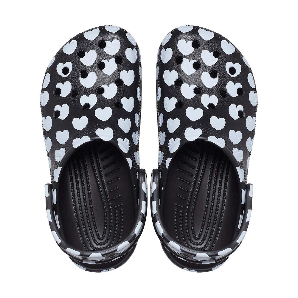 Crocs Classic Heart Print Siyah Beyaz | ARQMJF146