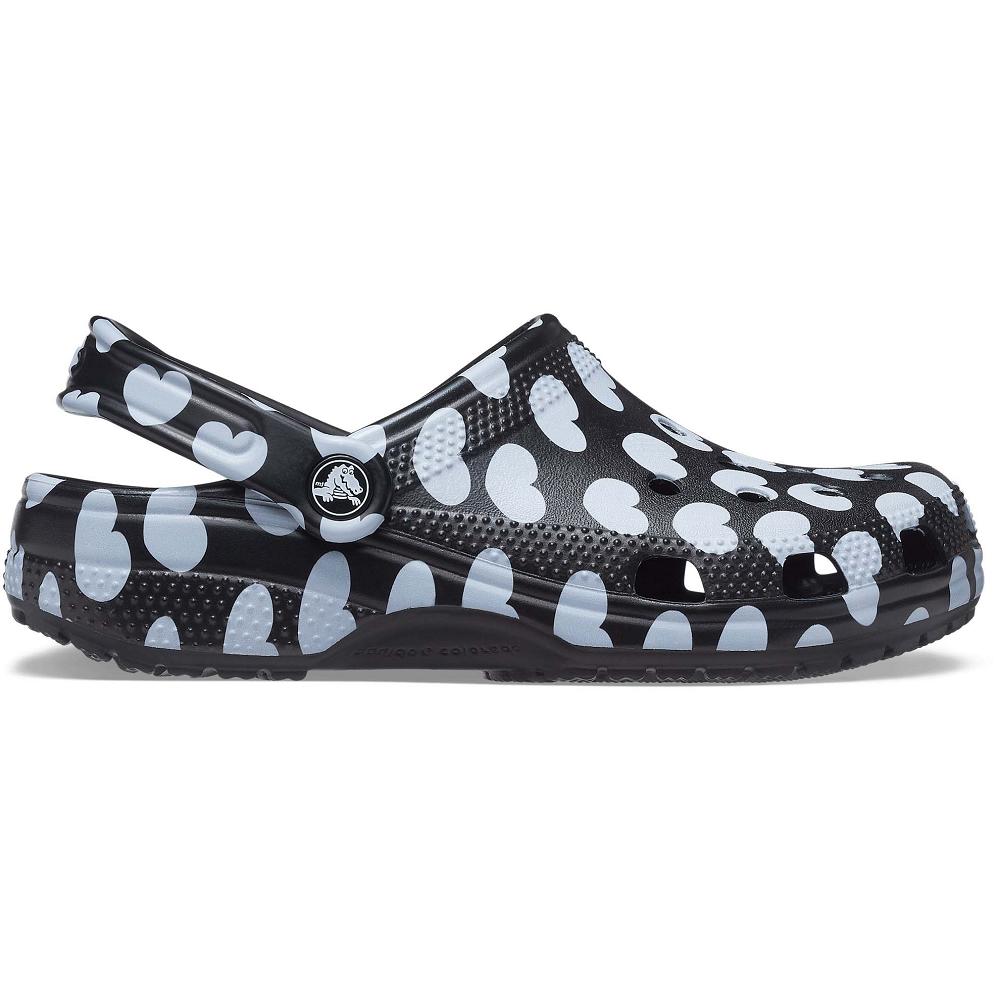 Crocs Classic Heart Print Siyah Beyaz | ARQMJF146