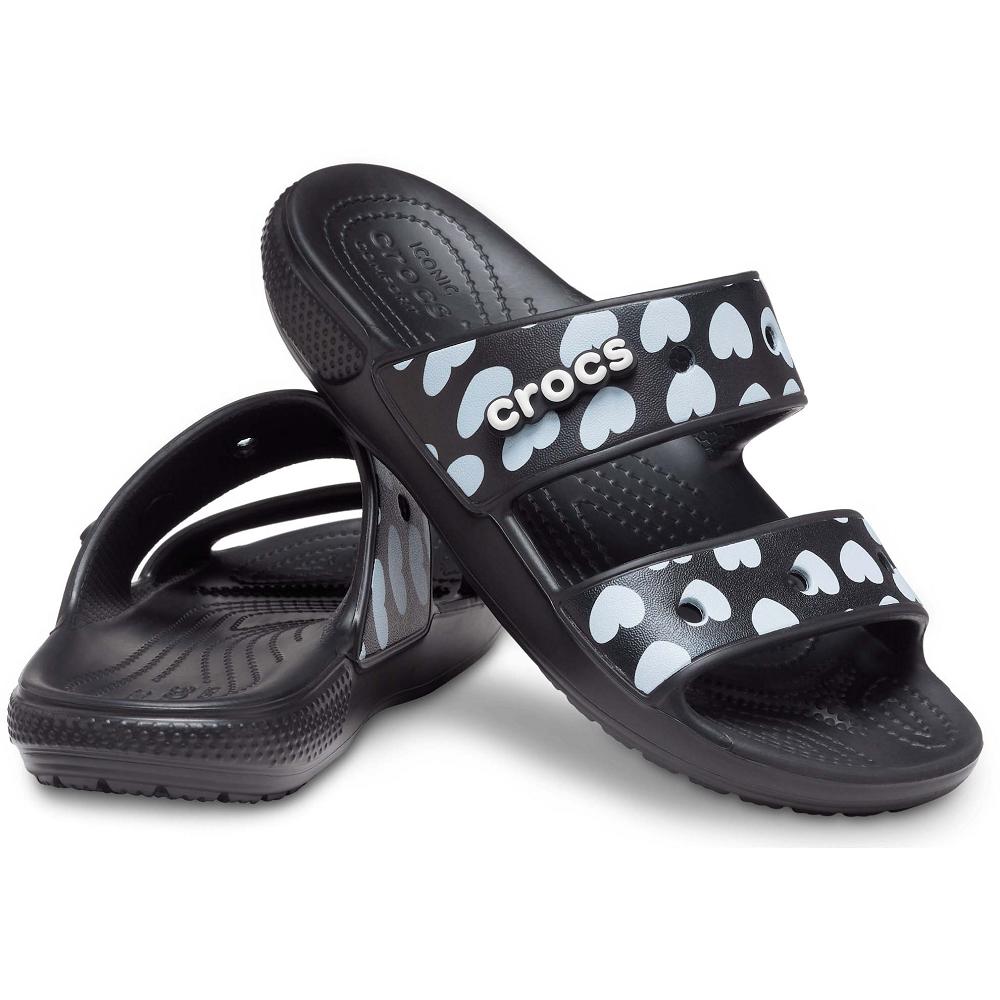 Crocs Classic Heart Print Siyah | AWDULZ806