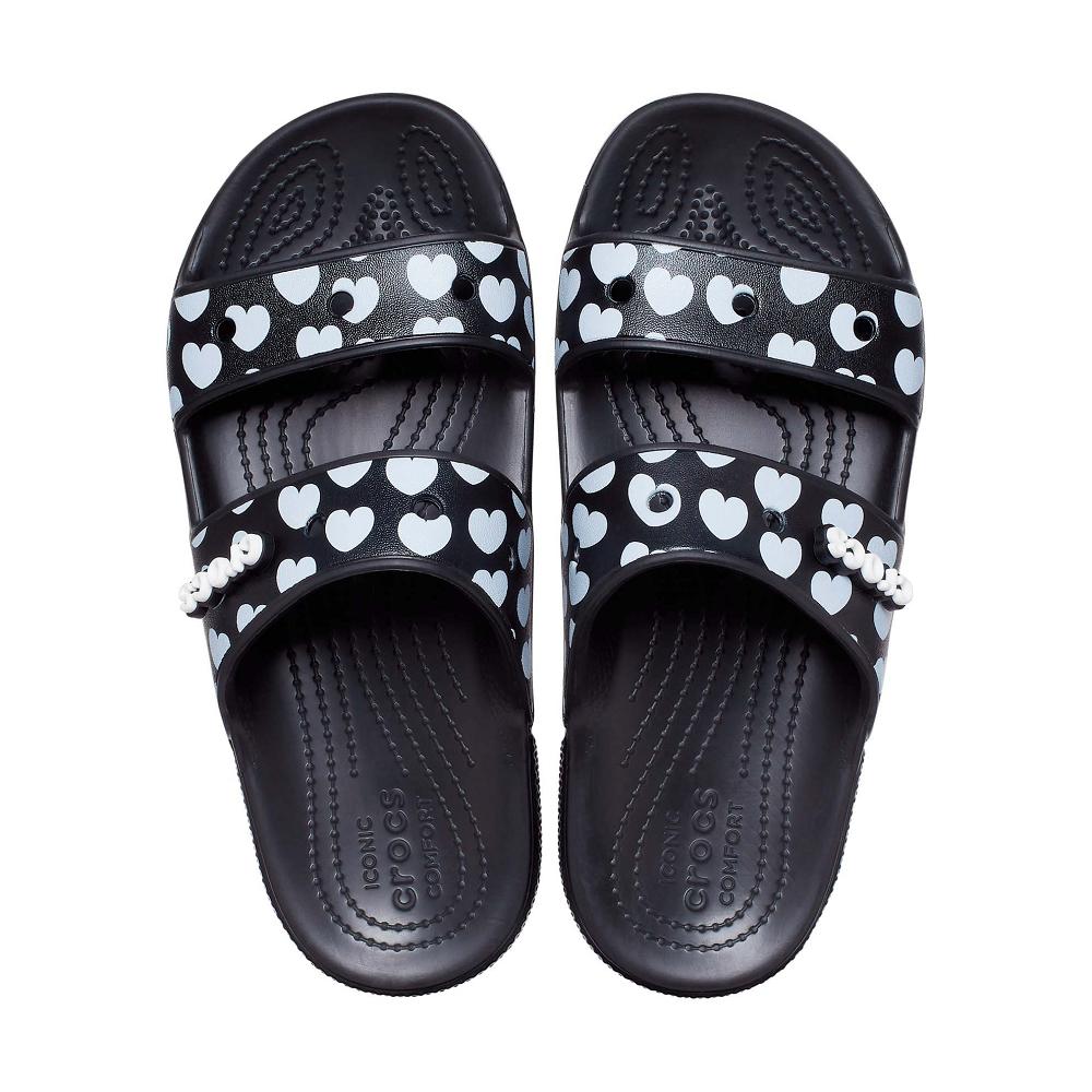 Crocs Classic Heart Print Siyah | MIALZK178