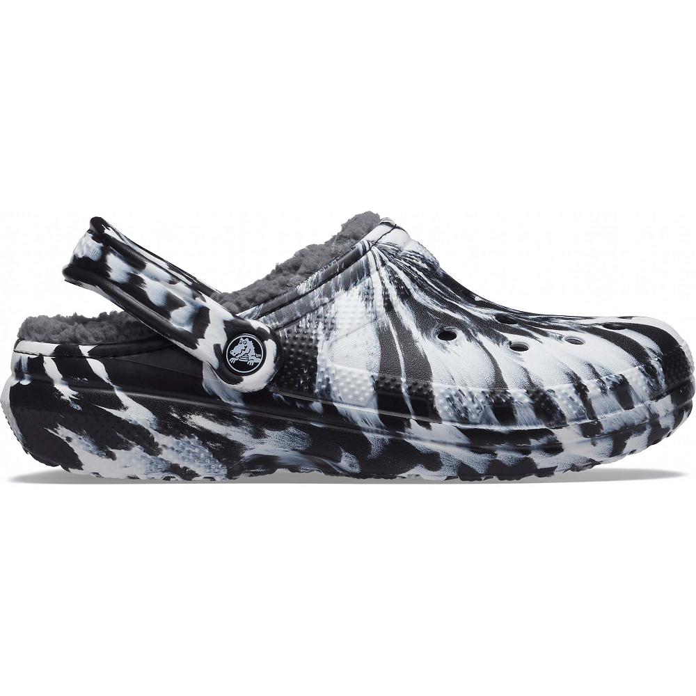 Crocs Classic Lined Marbled Beyaz Siyah | UGHBTQ829