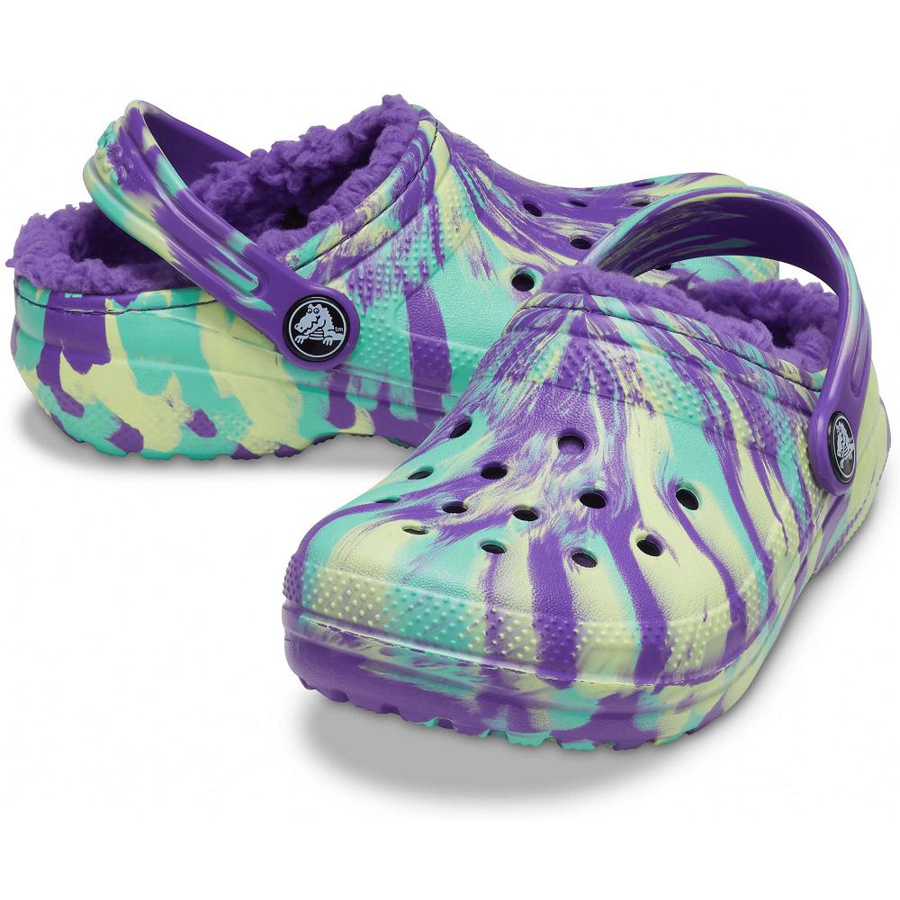 Crocs Classic Lined Marbled Mor Renkli | EKMOZC367