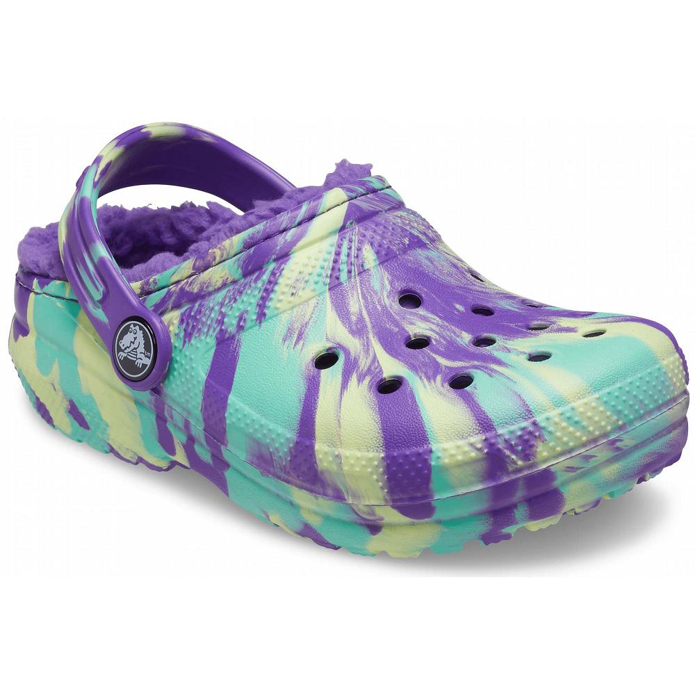 Crocs Classic Lined Marbled Mor Renkli | EKMOZC367