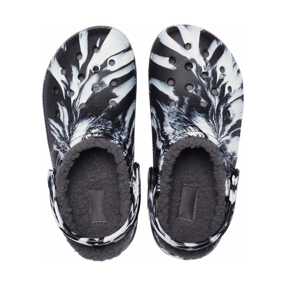 Crocs Classic Lined Marbled Siyah Beyaz | YNTZDQ827