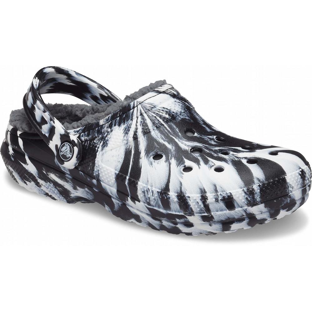 Crocs Classic Lined Marbled Siyah Beyaz | YNTZDQ827