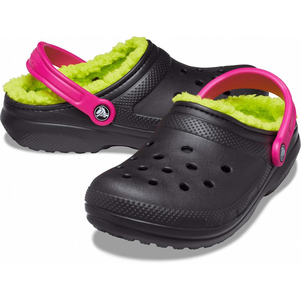 Crocs Classic Lined Pop Strap Siyah | WKLYPR236