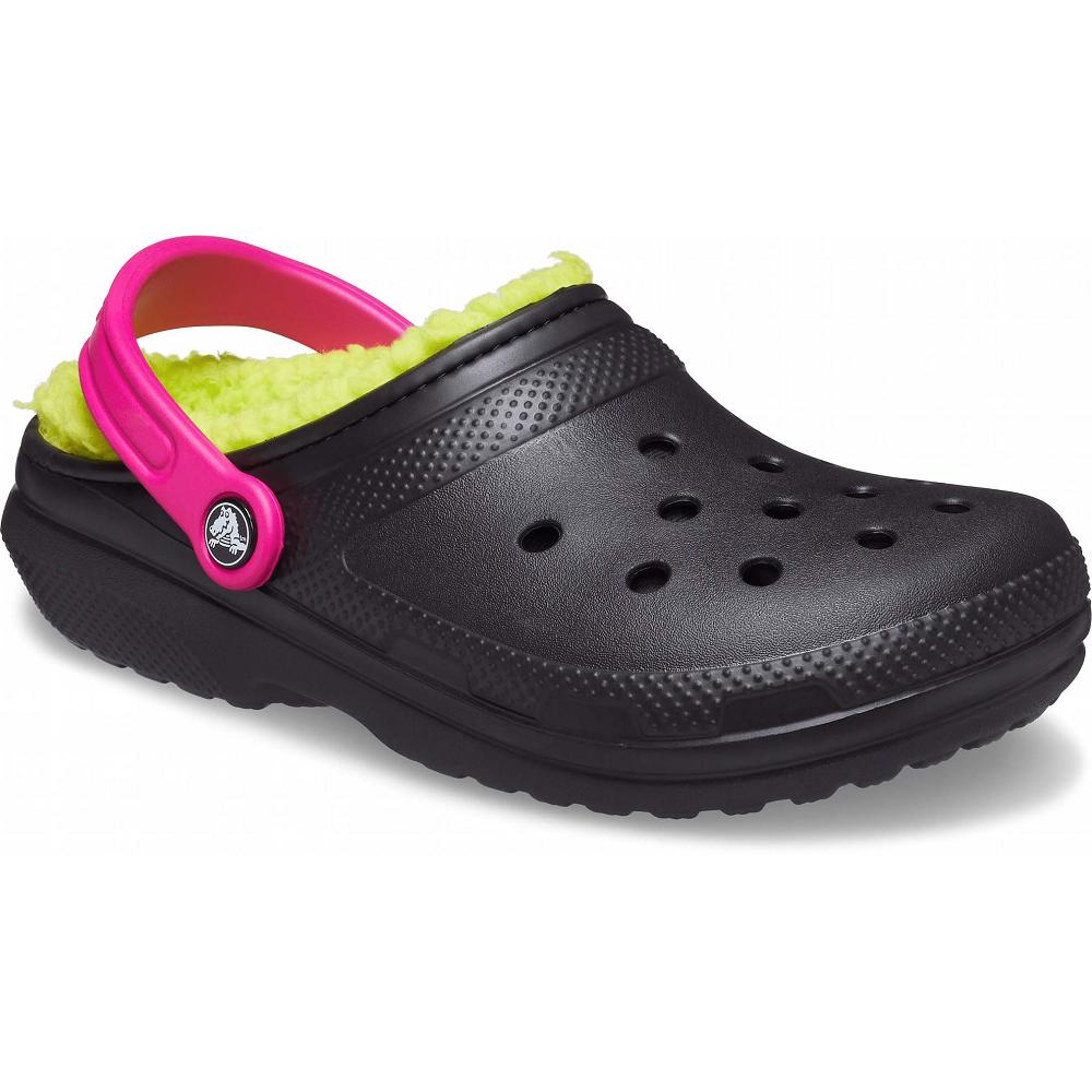 Crocs Classic Lined Pop Strap Siyah | WKLYPR236
