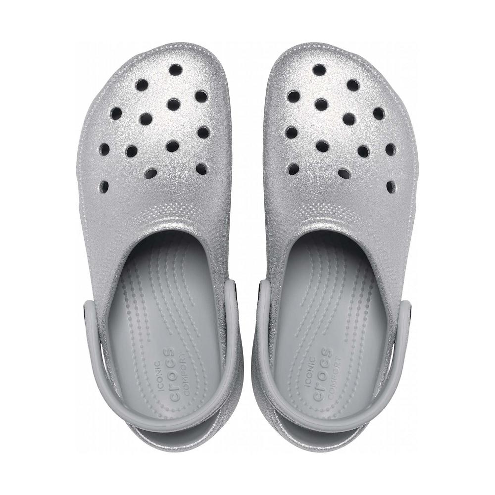 Crocs Classic Platform Glitter Gümüş | OBGTLH456