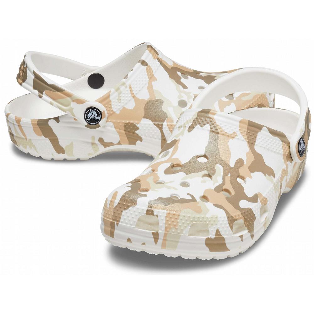 Crocs Classic Printed Beyaz Kahverengi | JSUHQG249