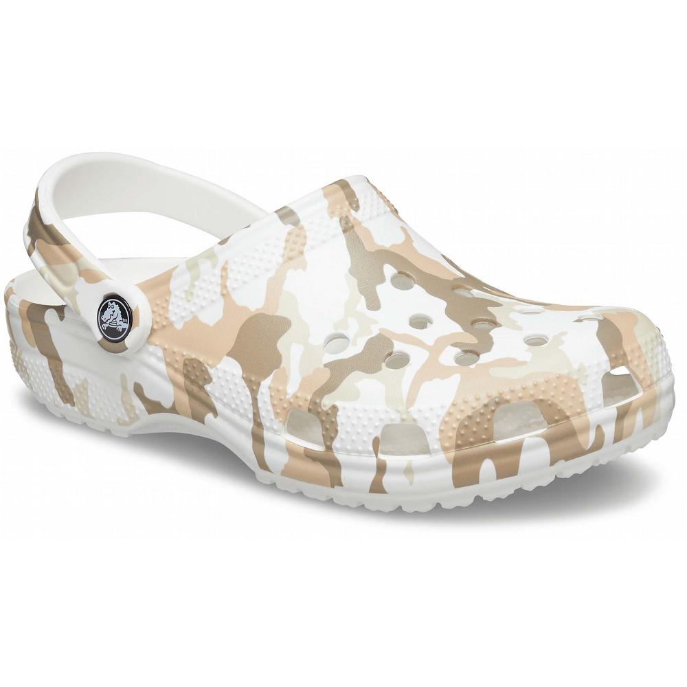 Crocs Classic Printed Beyaz Kahverengi | JSUHQG249