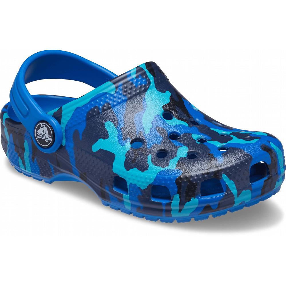 Crocs Classic Printed Mavi | ZHADGM659