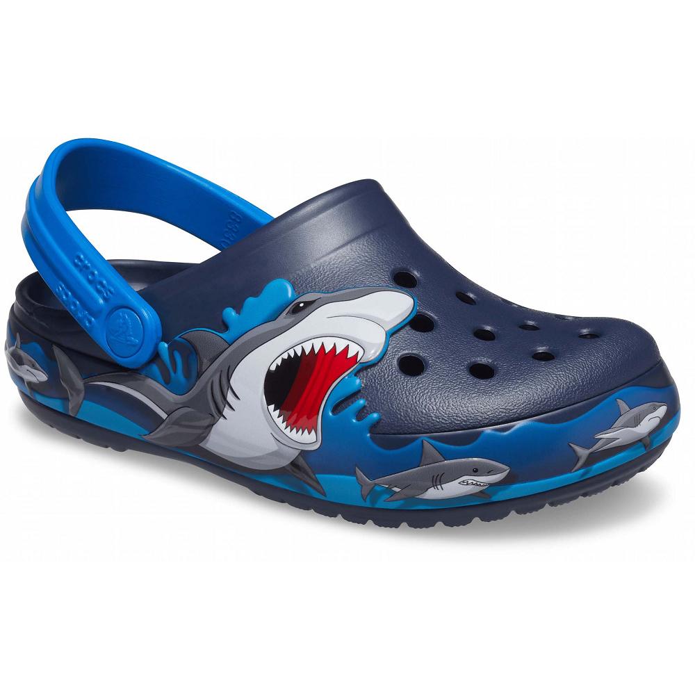 Crocs Fun Lab Shark Lights Lacivert | ZXRQBE619