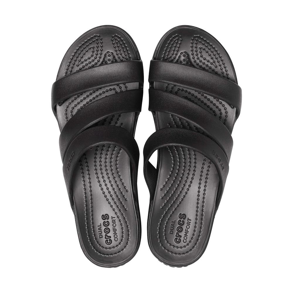 Crocs Monterey Strappy Siyah | YFKHTZ948