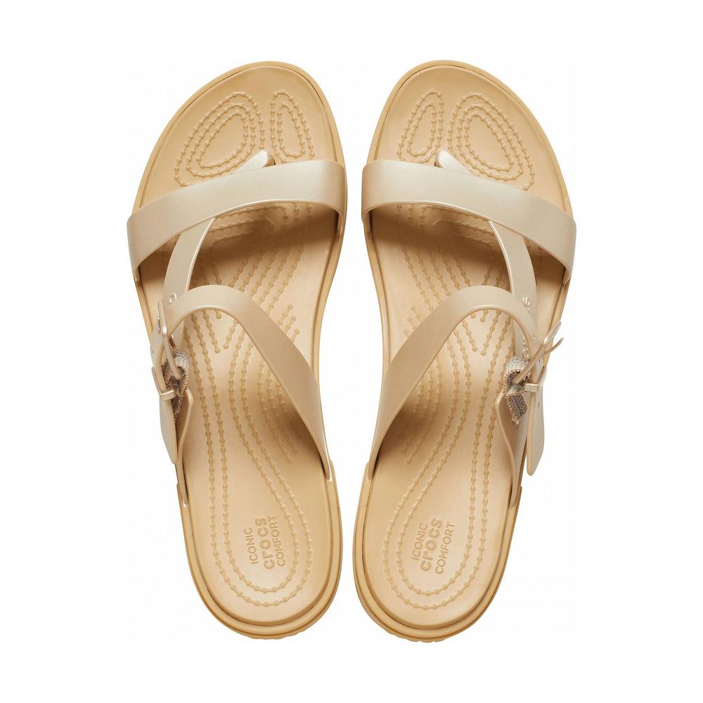 Crocs Tulum Metallic Toe Post Kahverengi | ZPIEOH354