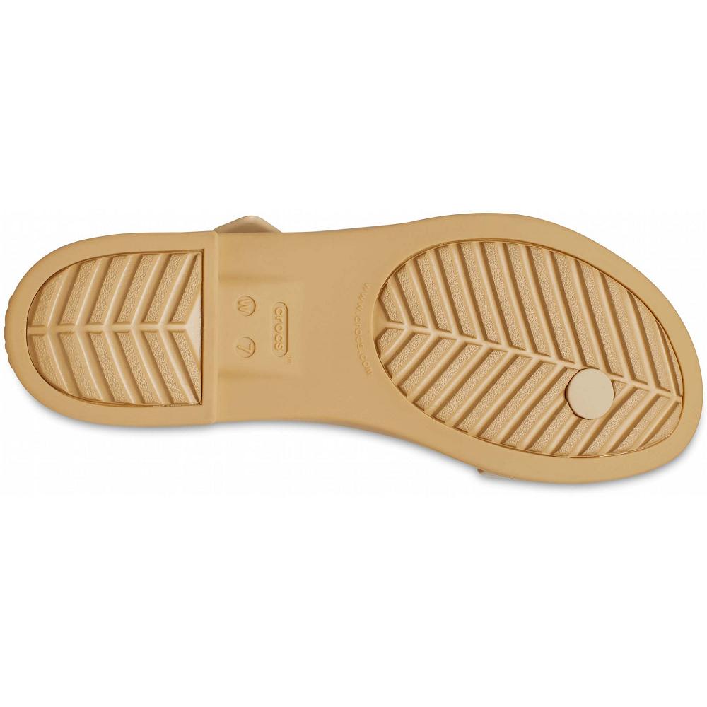 Crocs Tulum Metallic Toe Post Kahverengi | ZPIEOH354