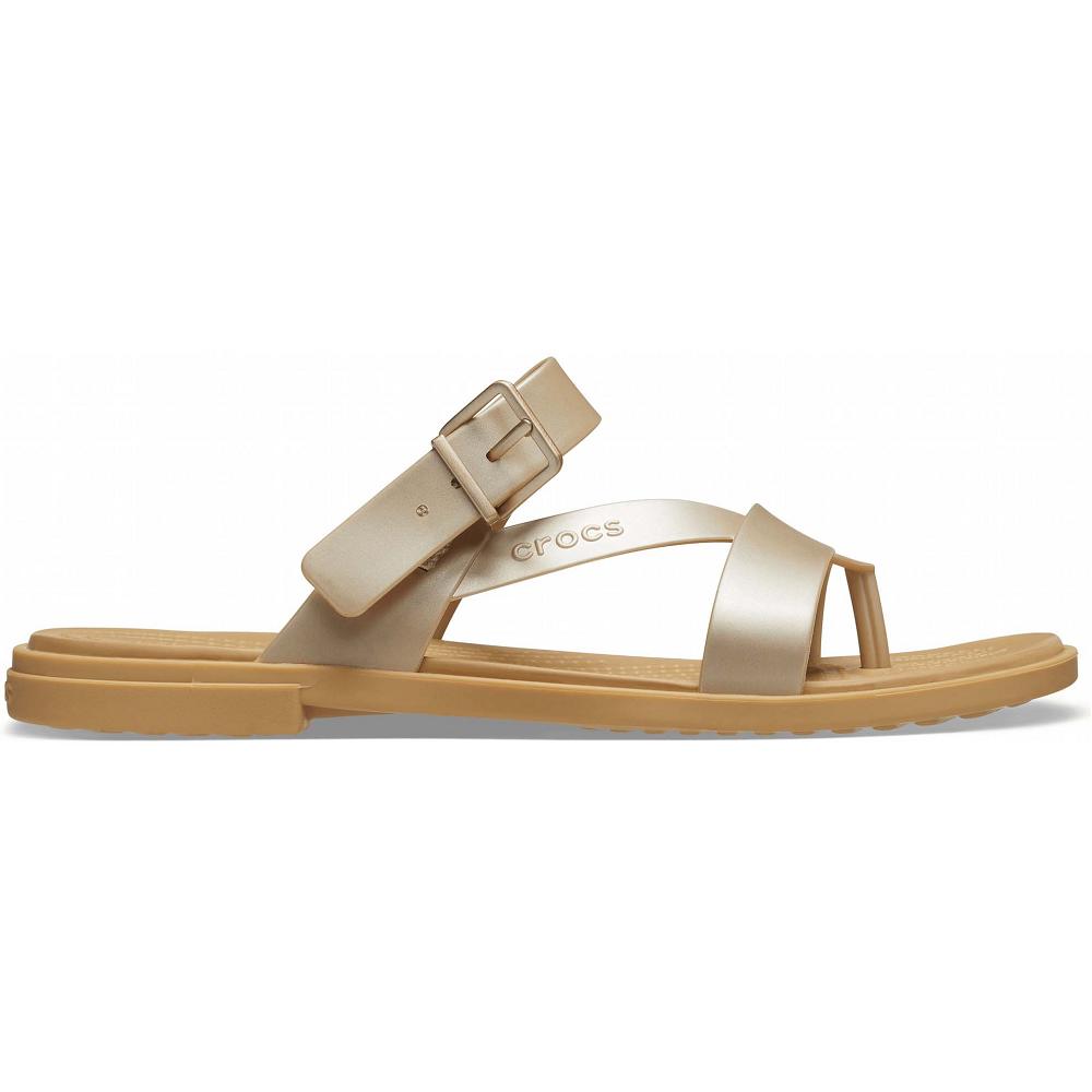 Crocs Tulum Metallic Toe Post Kahverengi | ZPIEOH354