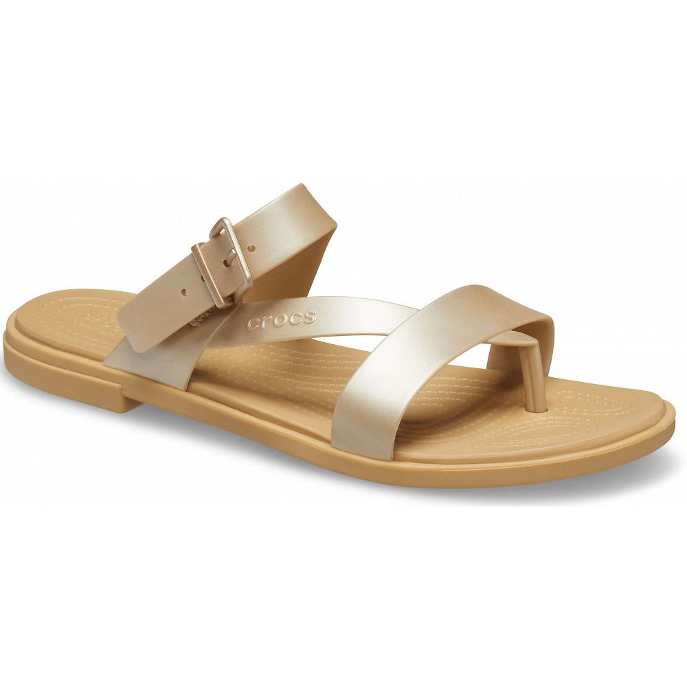 Crocs Tulum Metallic Toe Post Kahverengi | ZPIEOH354